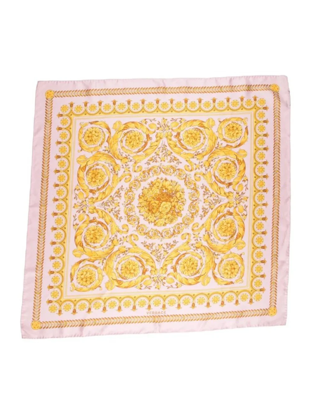 Versace Pink & Gold Barocco Silk Scarf New with Tags from Saks Fifth Avenue